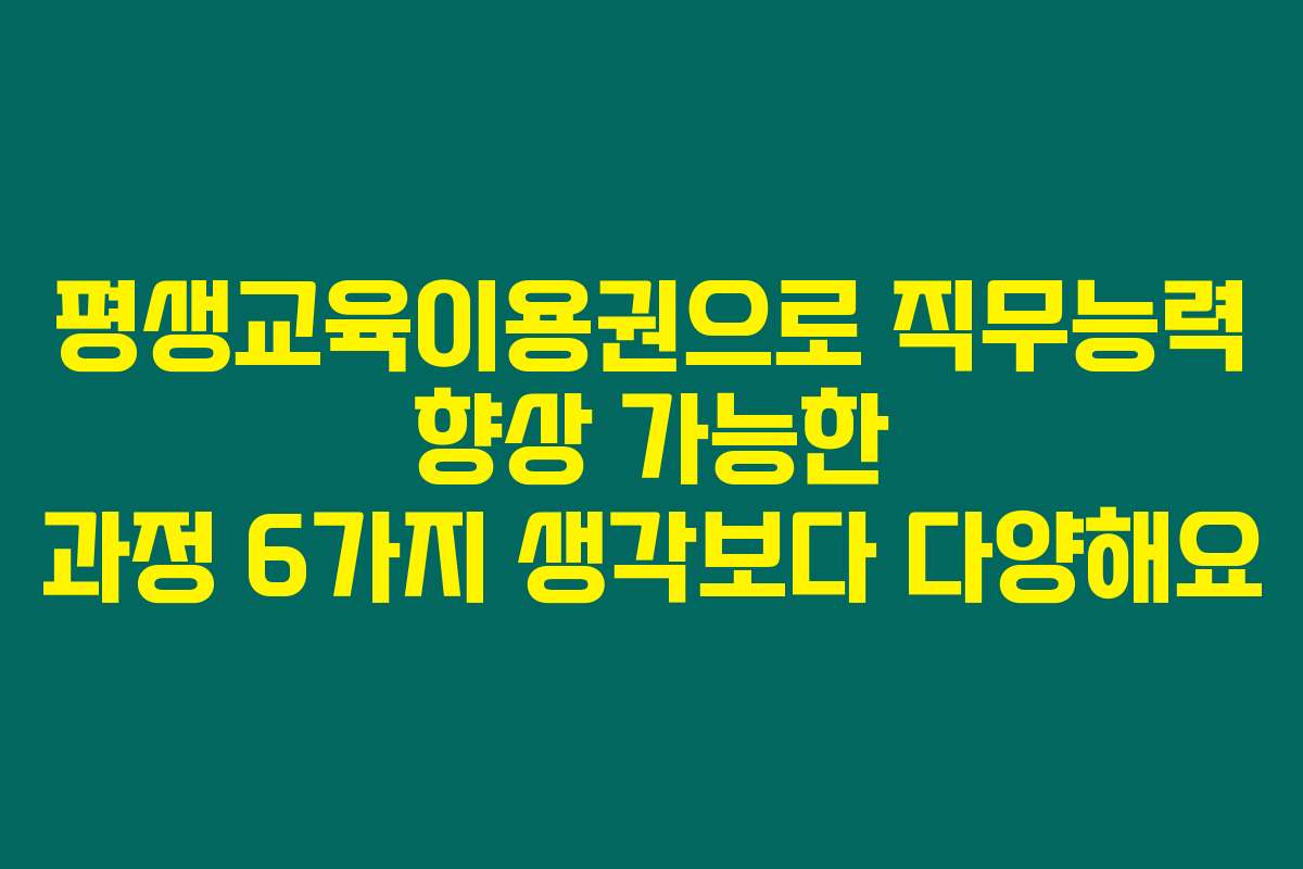 평생교육이용권으로 직무능력 향상 가능한 과정 6가지 생각보다 다양해요