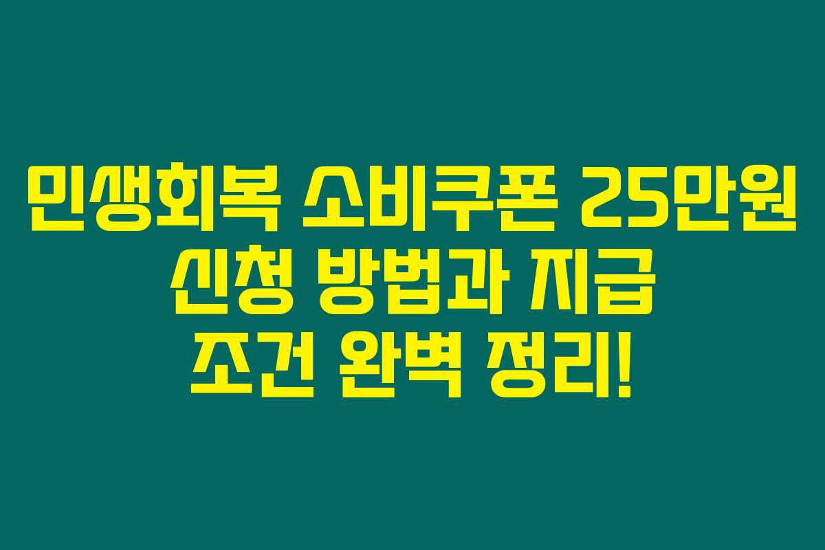 민생회복 소비쿠폰 25만원 신청 방법과 지급 조건 완벽 정리!