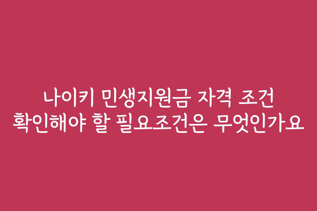 나이키 민생지원금 자격 조건 확인해야 할 필요조건은 무엇인가요