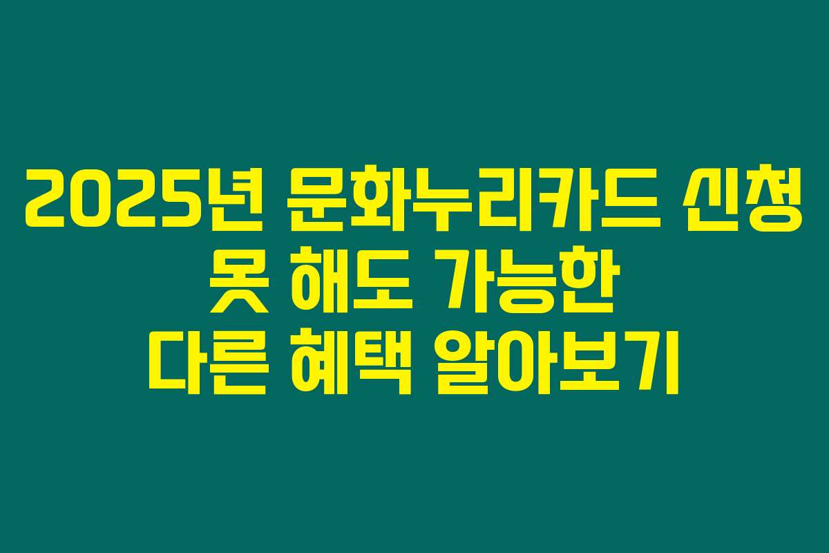 2025년 문화누리카드 신청 못 해도 가능한 다른 혜택 알아보기