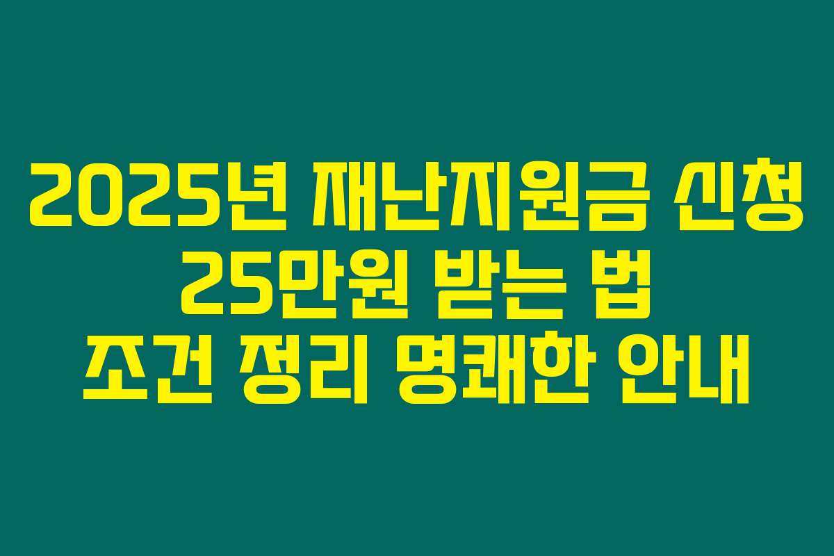 2025년 재난지원금 신청 25만원 받는 법 조건 정리 명쾌한 안내