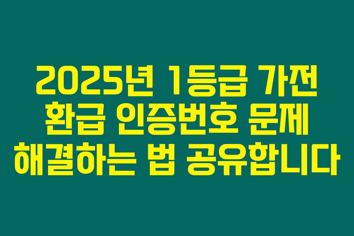 2025년 1등급 가전 환급 인증번호 문제 해결하는 법 공유합니다