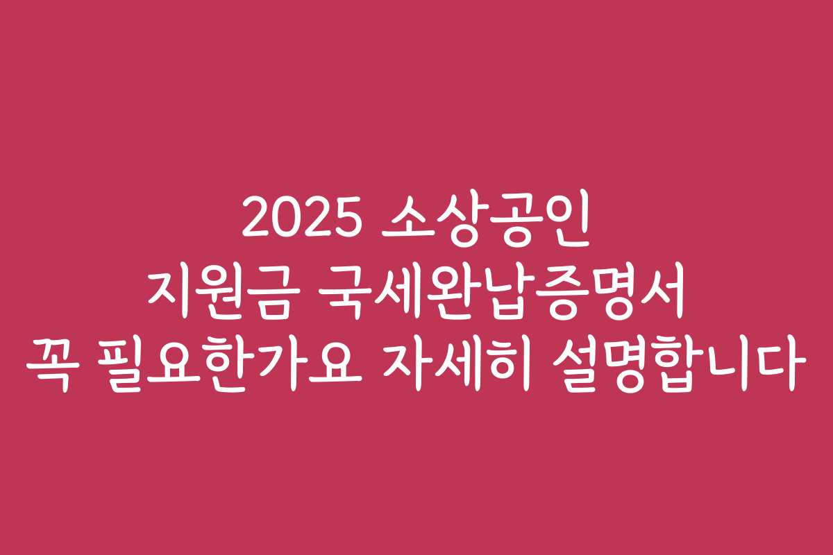 2025 소상공인 지원금 국세완납증명서 꼭 필요한가요 자세히 설명합니다