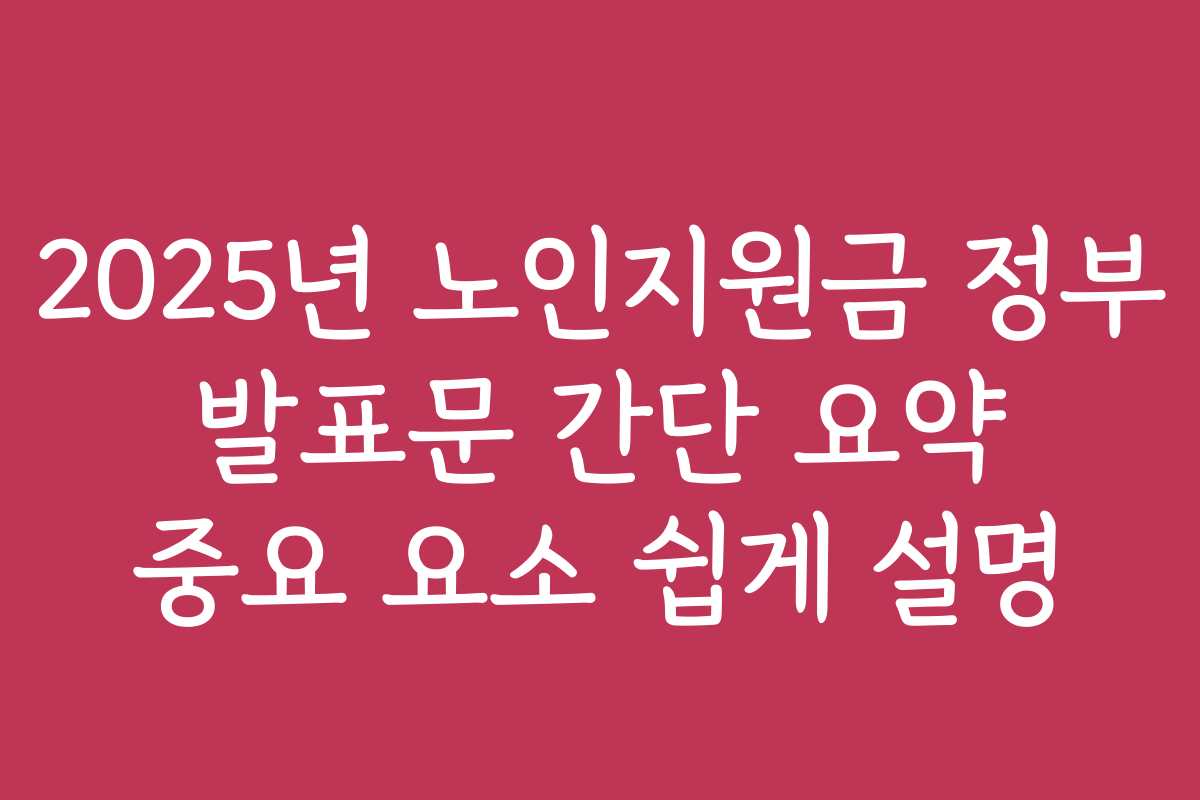 2025년 노인지원금 정부 발표문 간단 요약 중요 요소 쉽게 설명