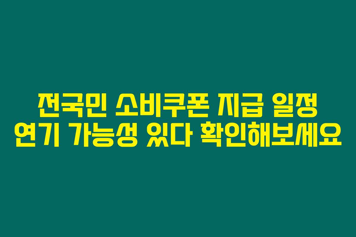 전국민 소비쿠폰 지급 일정 연기 가능성 있다 확인해보세요