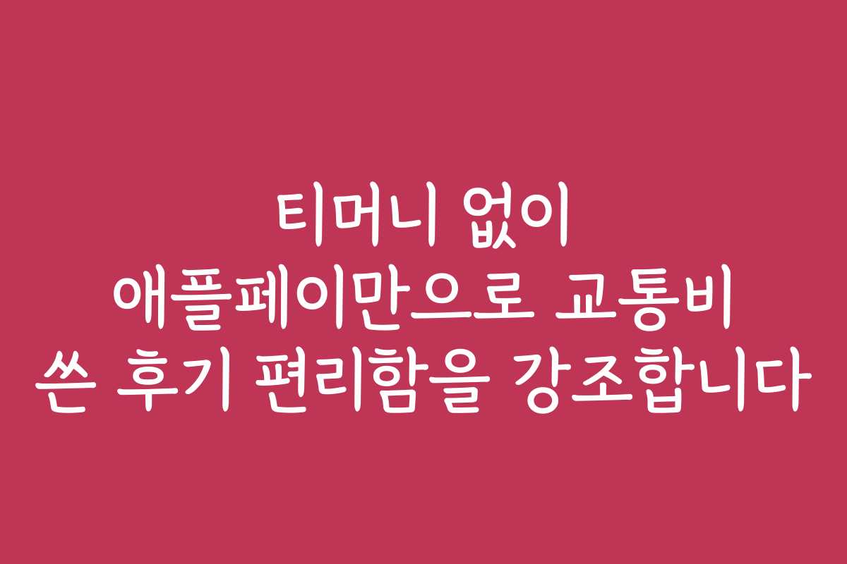 티머니 없이 애플페이만으로 교통비 쓴 후기 편리함을 강조합니다