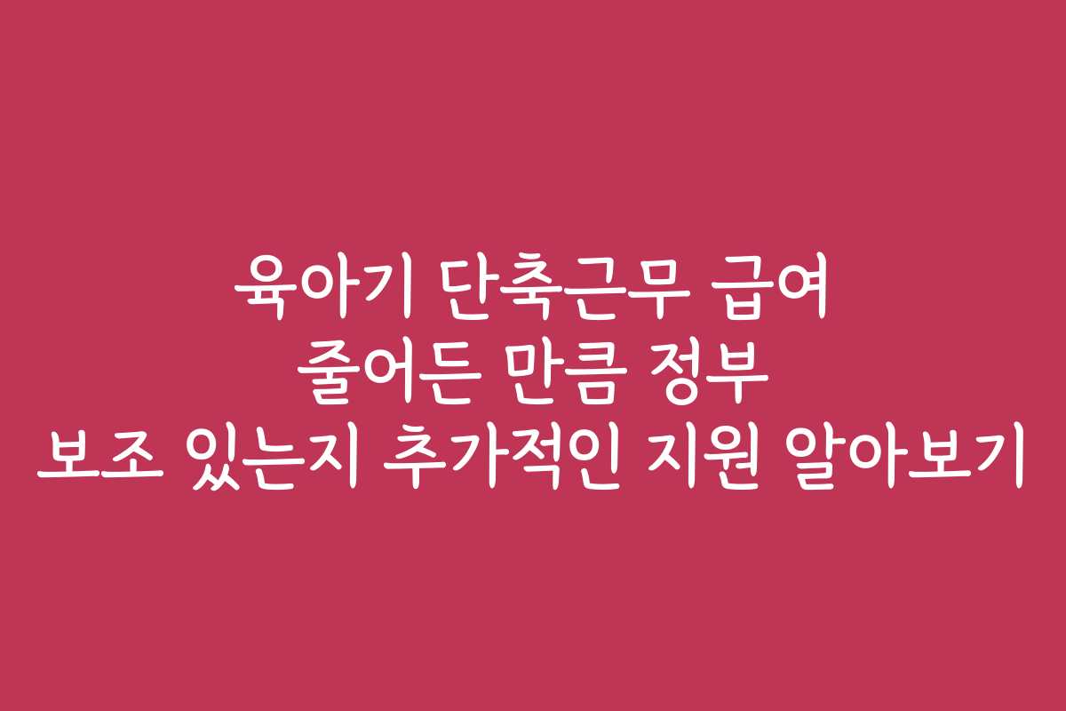 육아기 단축근무 급여 줄어든 만큼 정부 보조 있는지 추가적인 지원 알아보기