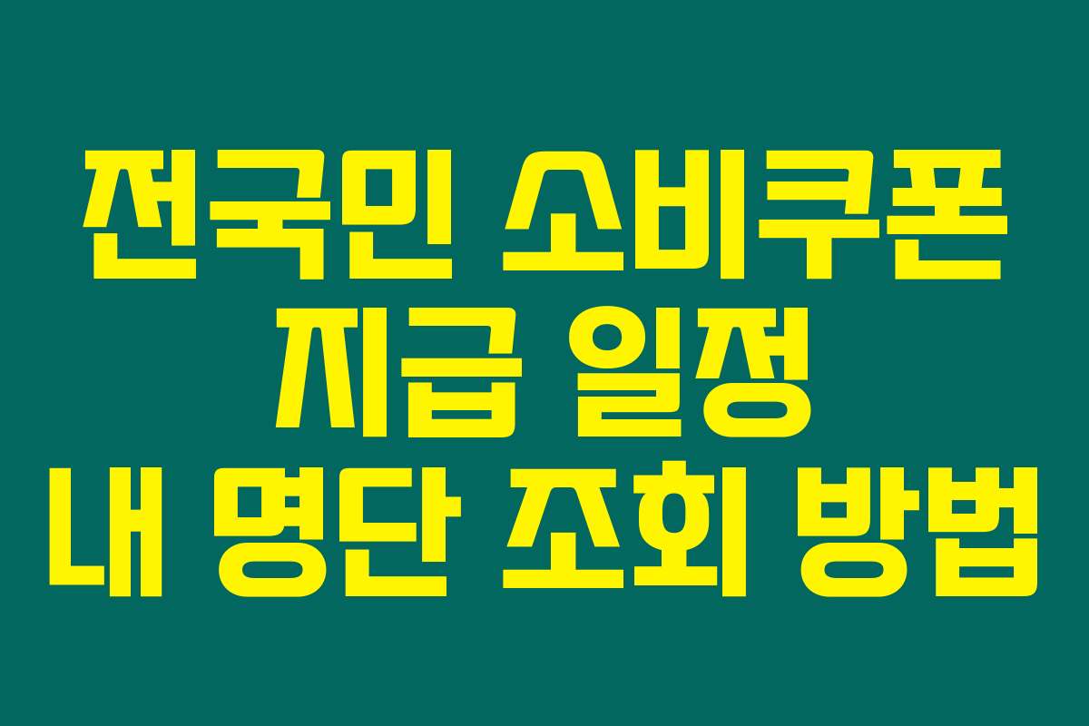 전국민 소비쿠폰 지급 일정 내 명단 조회 방법