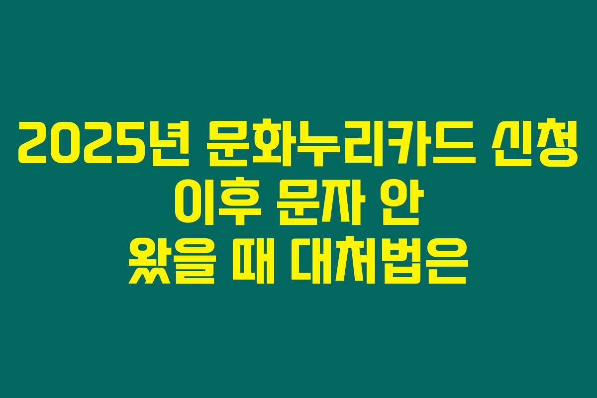 2025년 문화누리카드 신청 이후 문자 안 왔을 때 대처법은