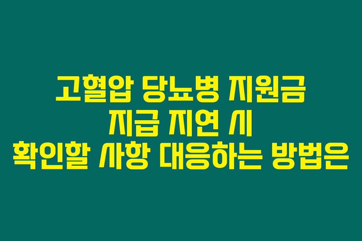 고혈압 당뇨병 지원금 지급 지연 시 확인할 사항 대응하는 방법은