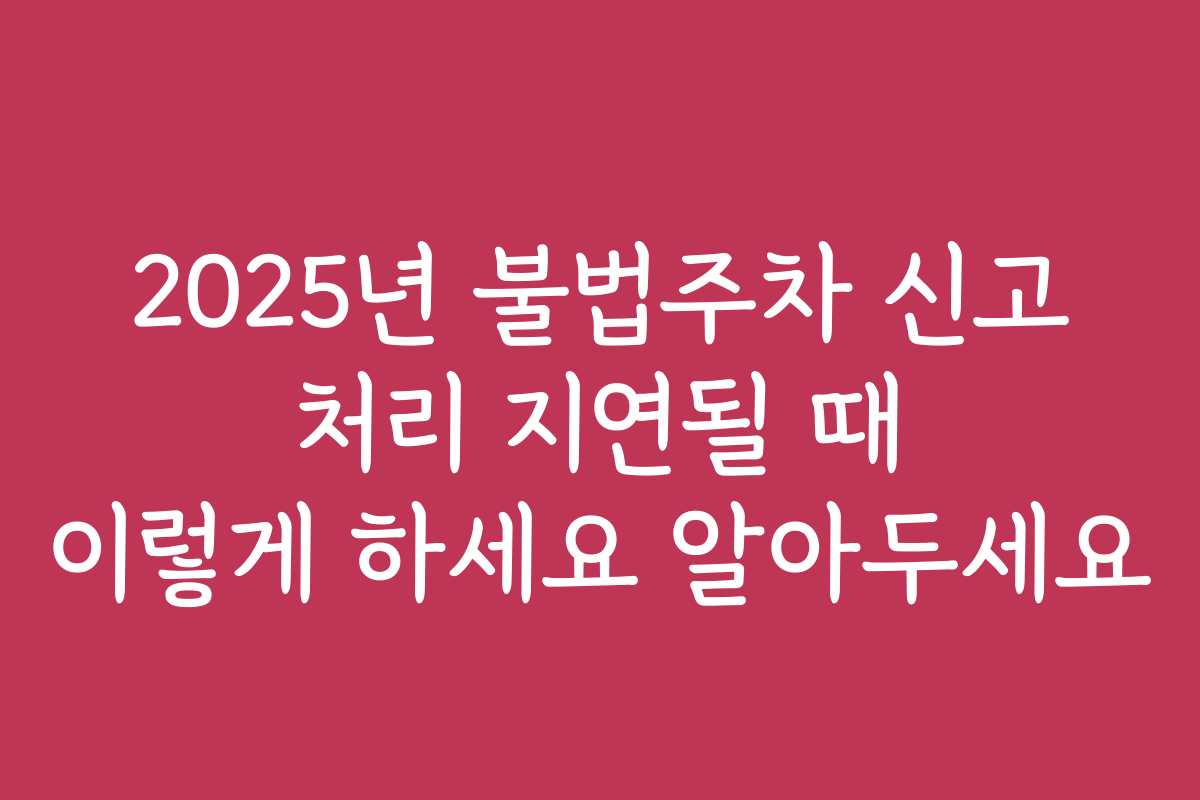 2025년 불법주차 신고 처리 지연될 때 이렇게 하세요 알아두세요