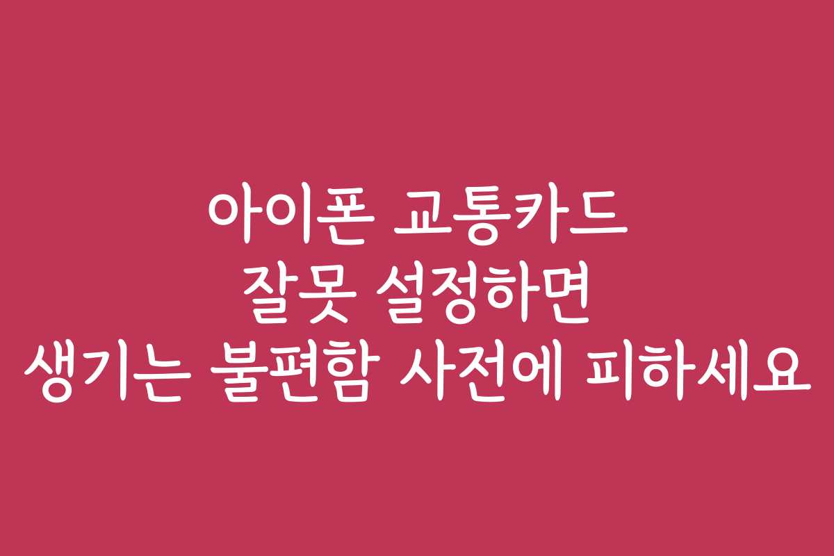 아이폰 교통카드 잘못 설정하면 생기는 불편함 사전에 피하세요