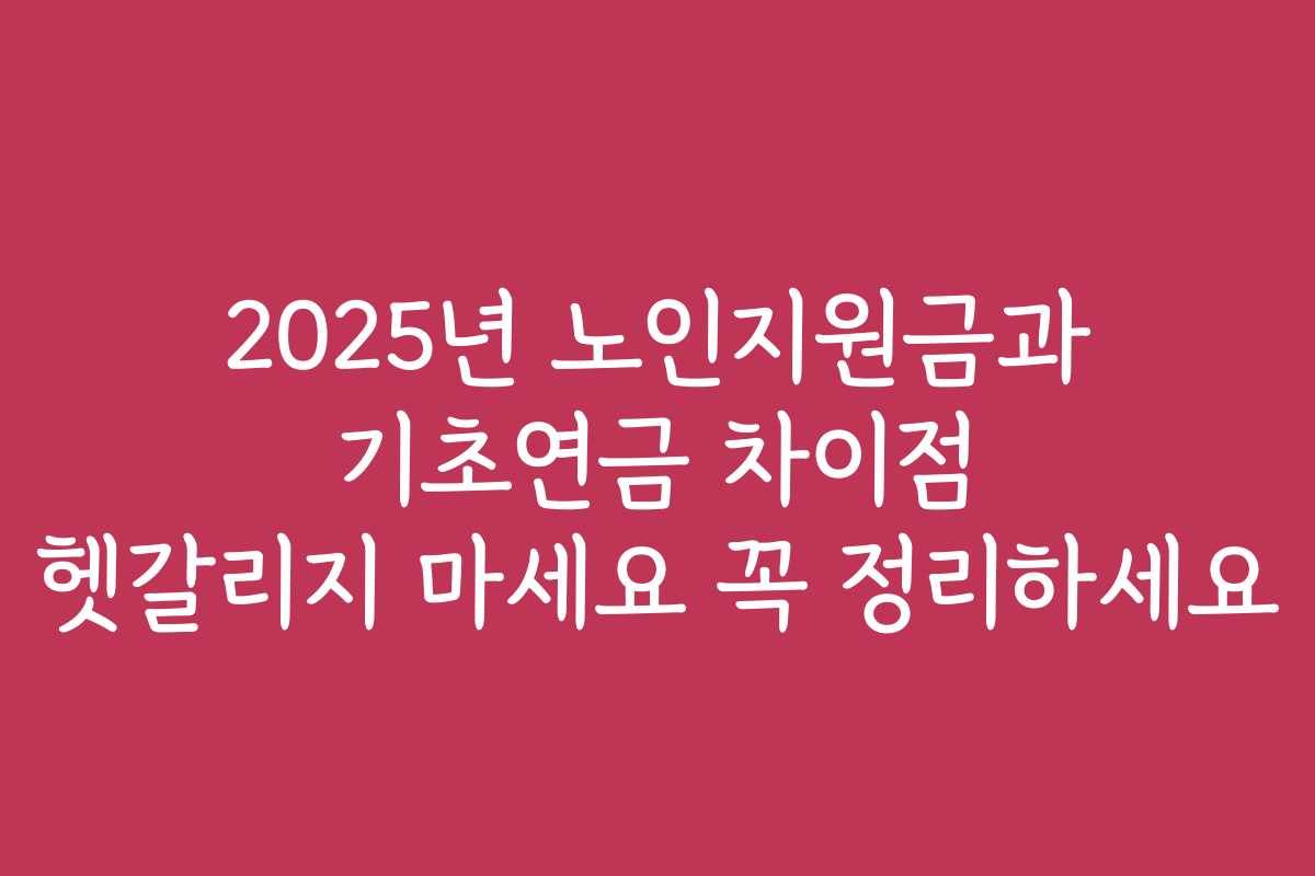 2025년 노인지원금과 기초연금 차이점 헷갈리지 마세요 꼭 정리하세요