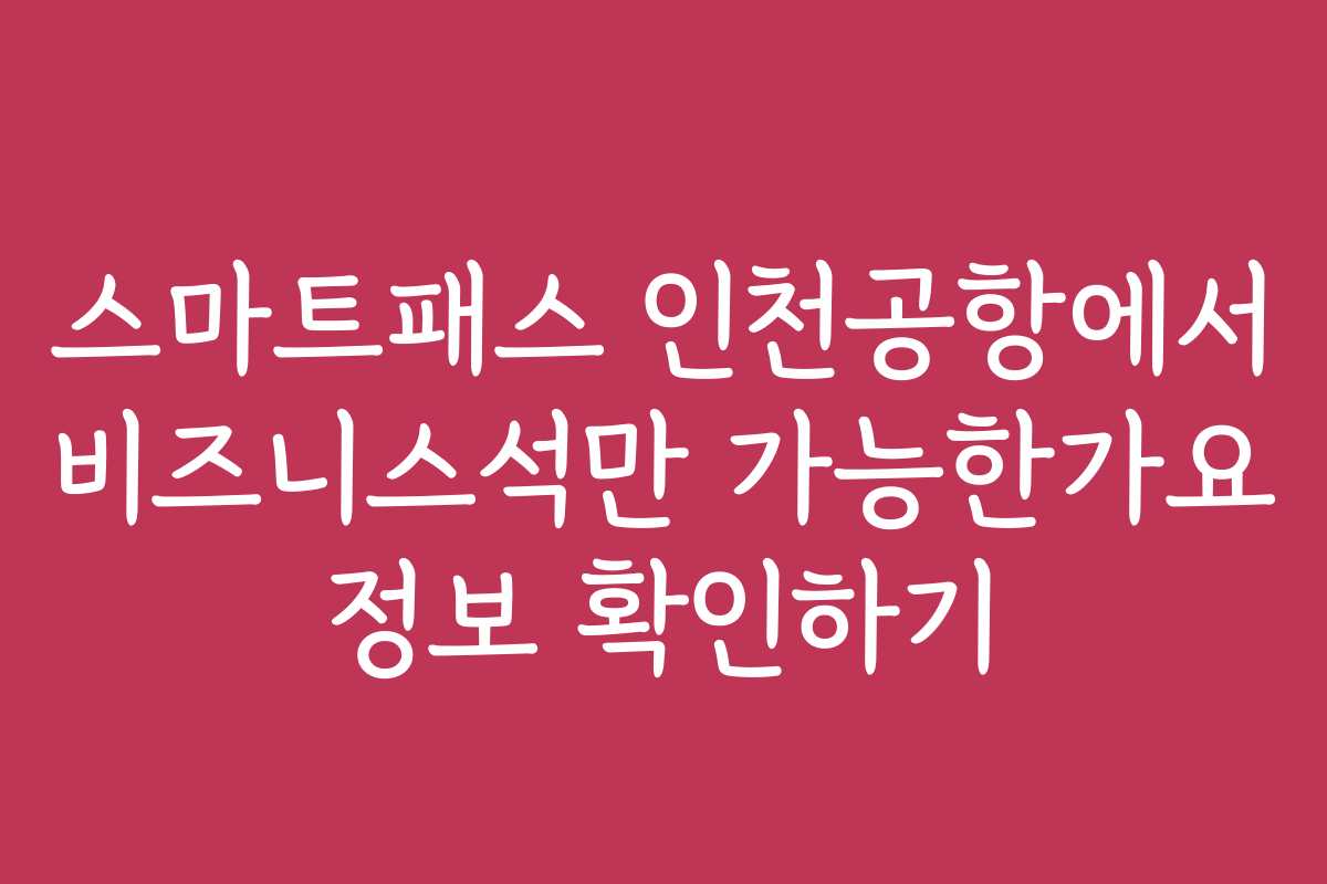 스마트패스 인천공항에서 비즈니스석만 가능한가요 정보 확인하기