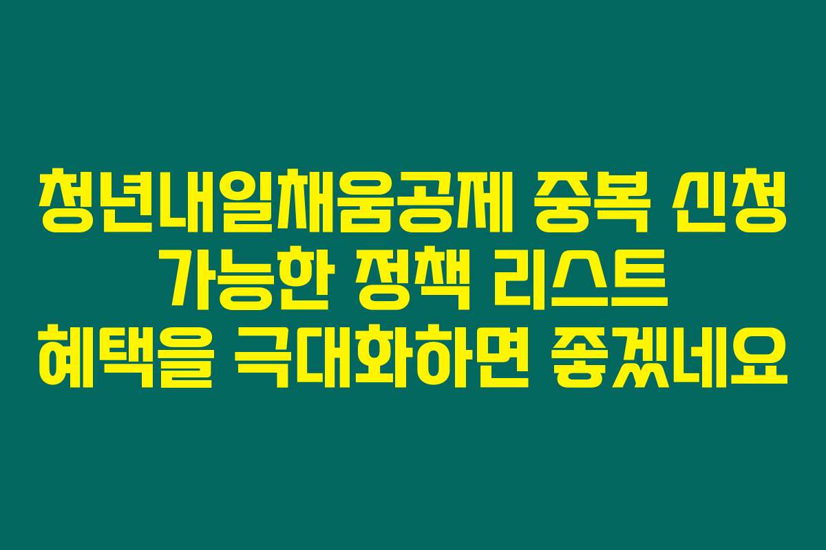 청년내일채움공제 중복 신청 가능한 정책 리스트 혜택을 극대화하면 좋겠네요