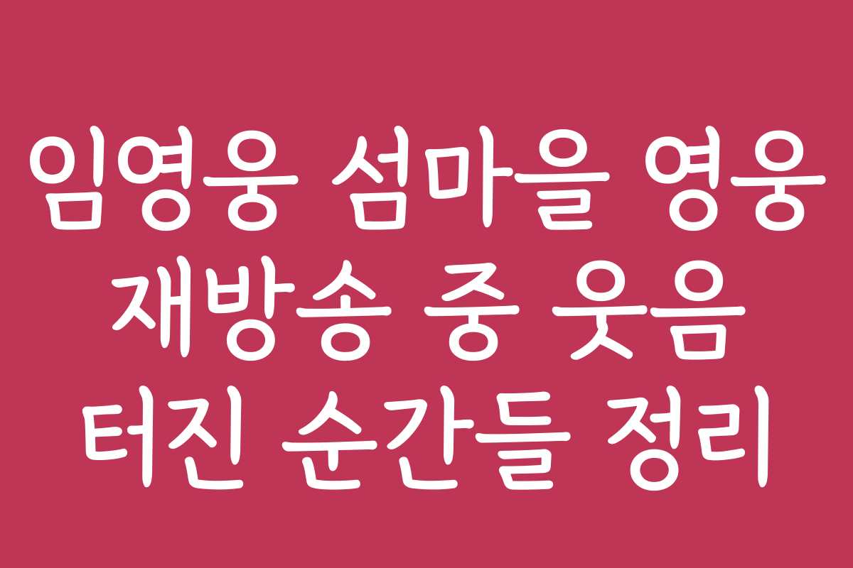 임영웅 섬마을 영웅 재방송 중 웃음 터진 순간들 정리