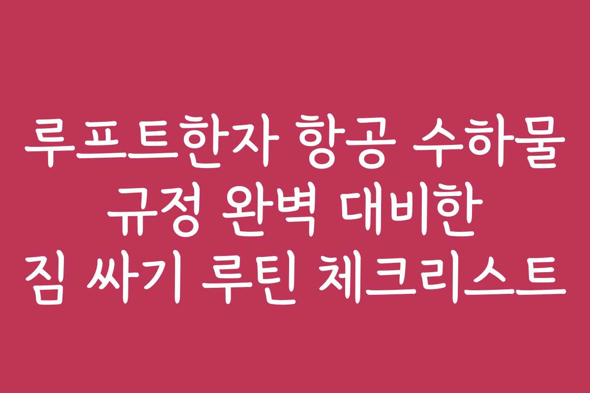 루프트한자 항공 수하물 규정 완벽 대비한 짐 싸기 루틴 체크리스트