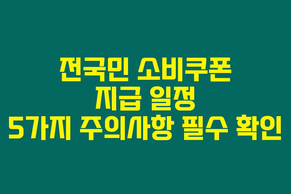 전국민 소비쿠폰 지급 일정 5가지 주의사항 필수 확인