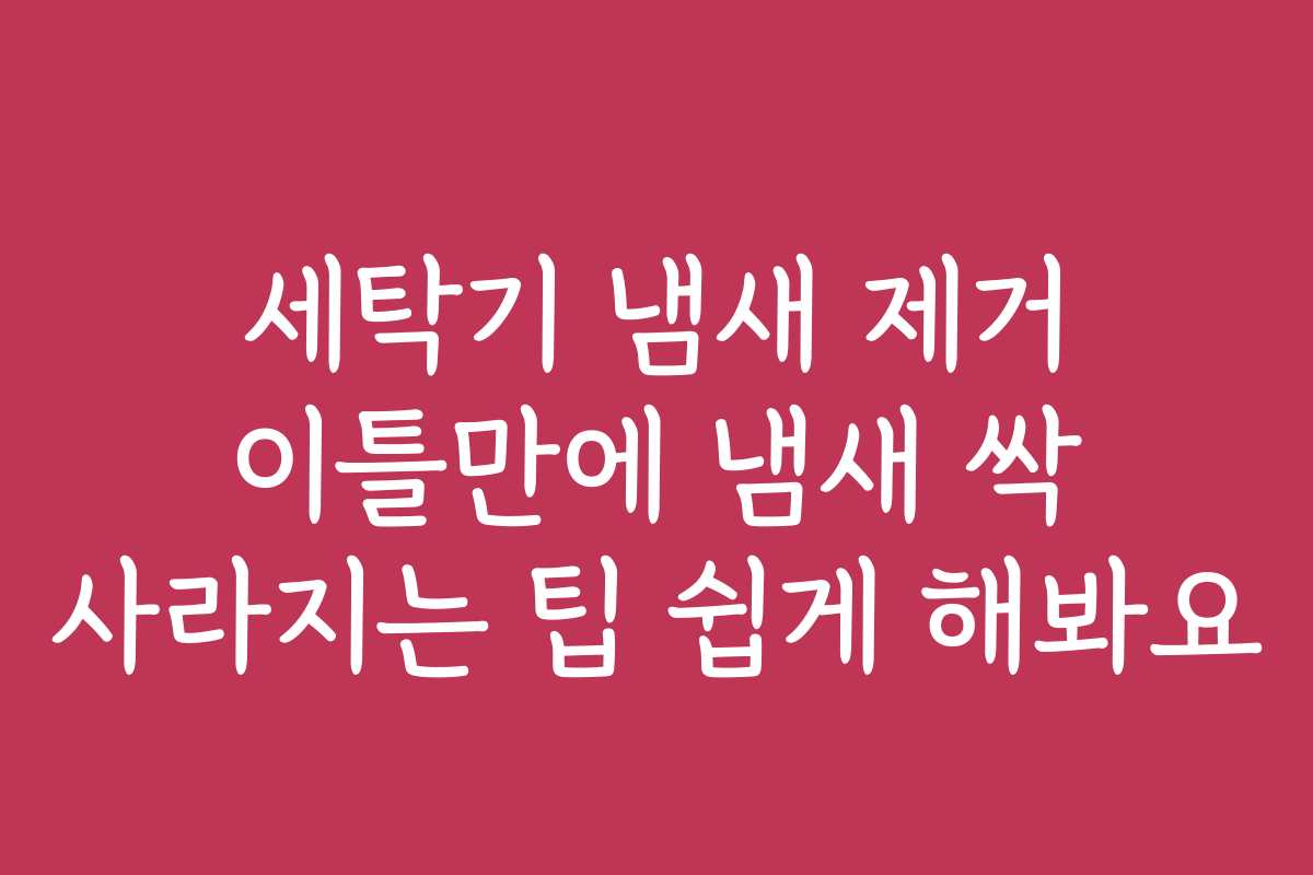 세탁기 냄새 제거 이틀만에 냄새 싹 사라지는 팁  쉽게 해봐요