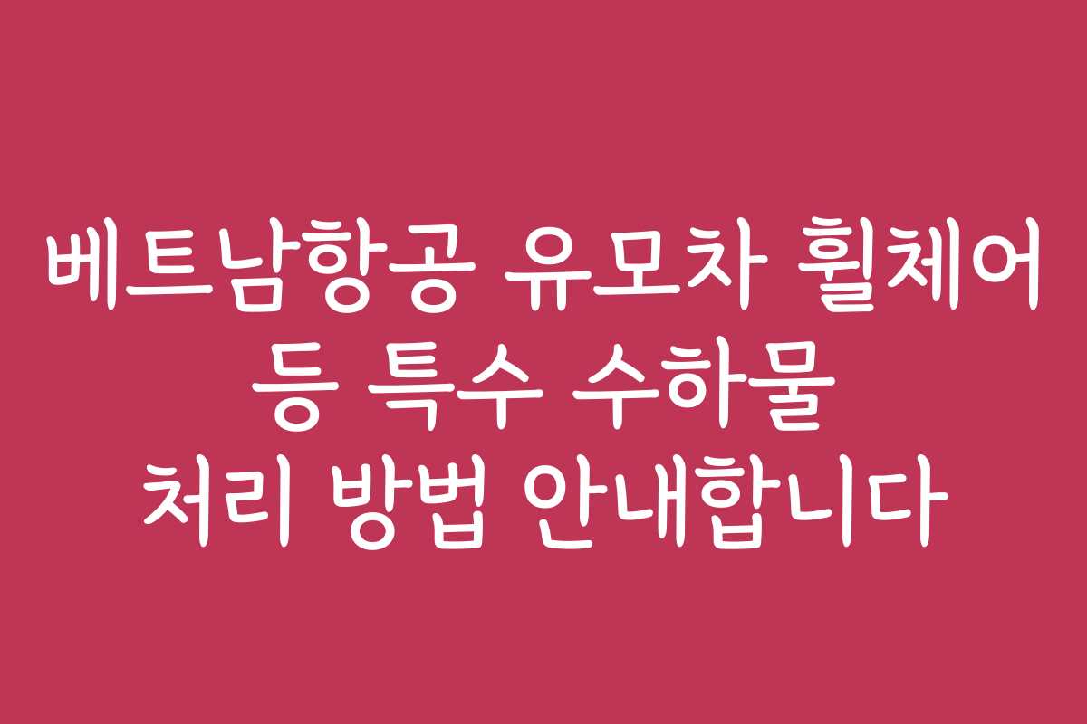 베트남항공 유모차 휠체어 등 특수 수하물 처리 방법 안내합니다