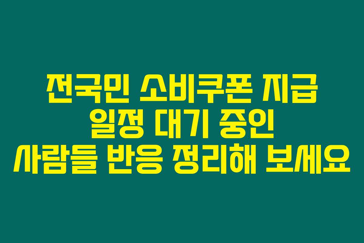 전국민 소비쿠폰 지급 일정 대기 중인 사람들 반응 정리해 보세요
