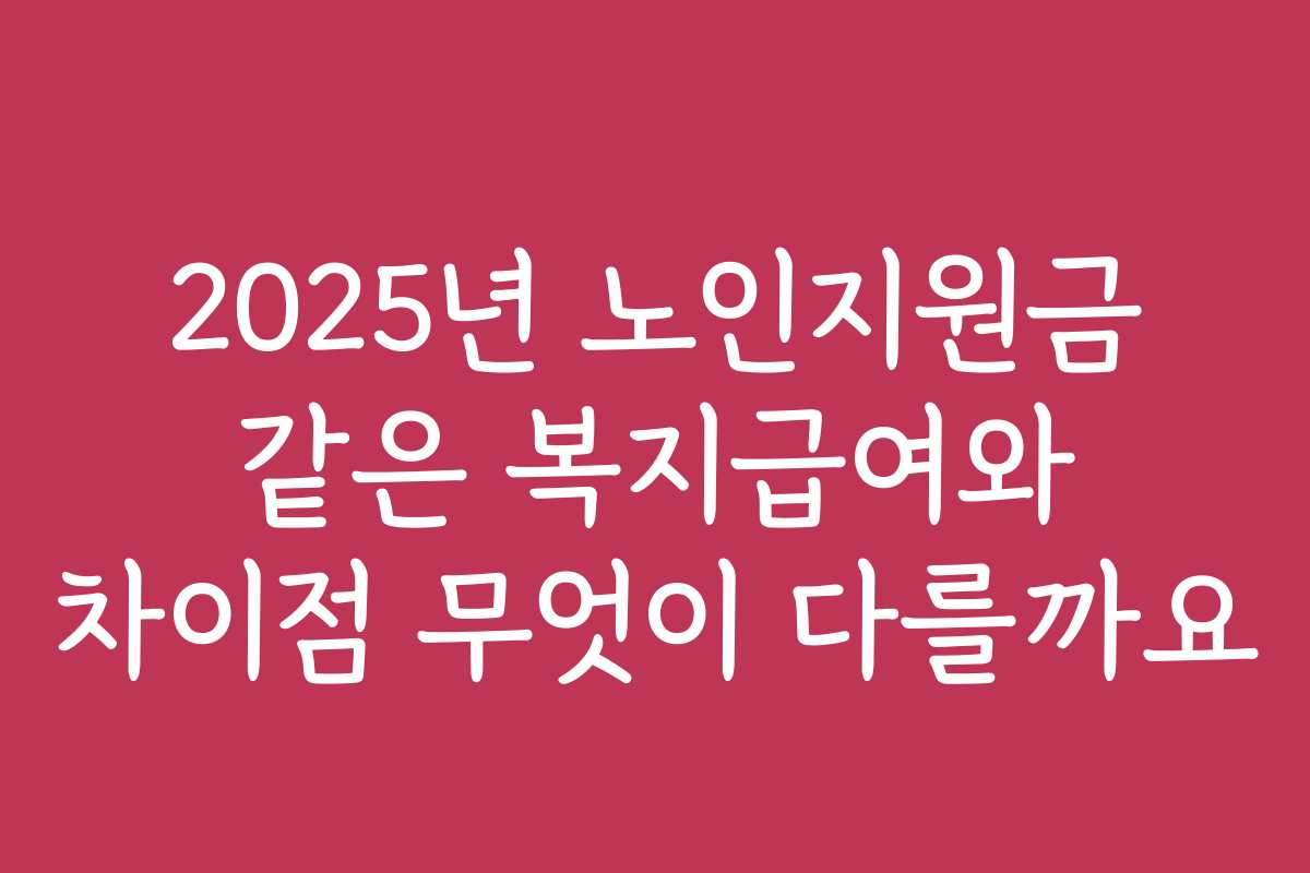 2025년 노인지원금 같은 복지급여와 차이점 무엇이 다를까요