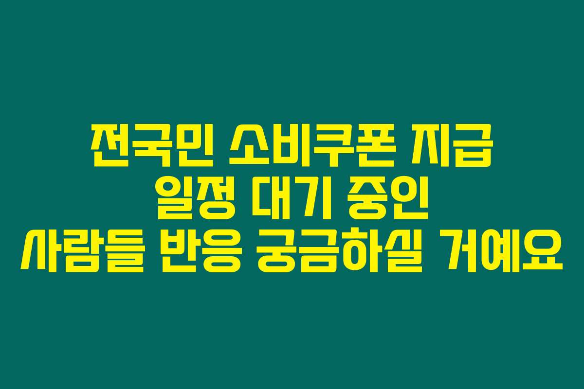 전국민 소비쿠폰 지급 일정 대기 중인 사람들 반응 궁금하실 거예요