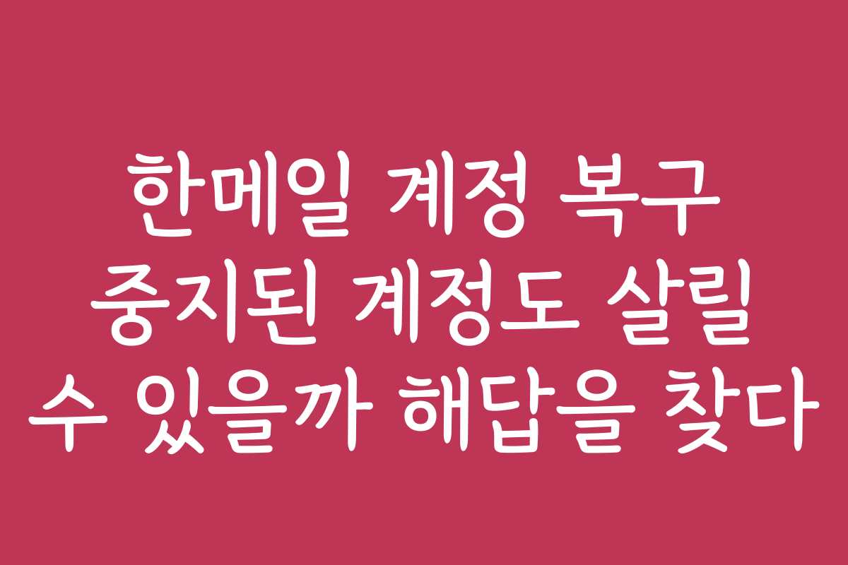 한메일 계정 복구 중지된 계정도 살릴 수 있을까 해답을 찾다