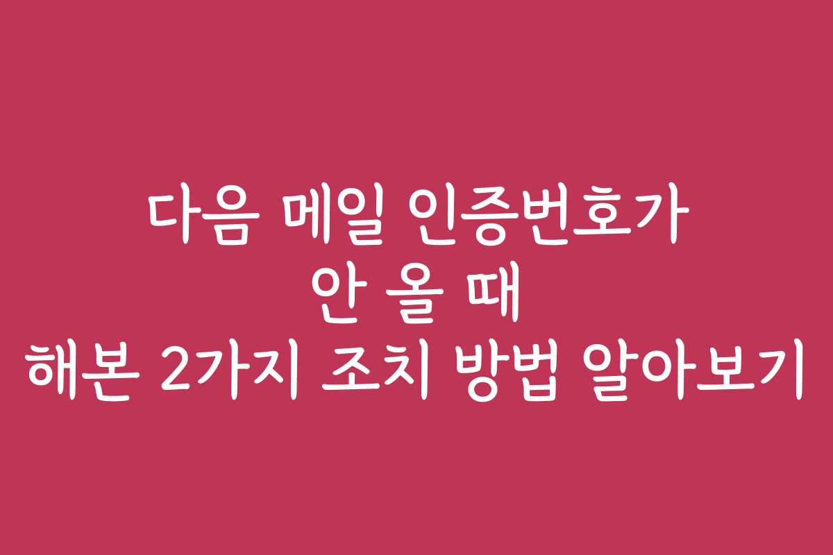 다음 메일 인증번호가 안 올 때 해본 2가지 조치 방법 알아보기