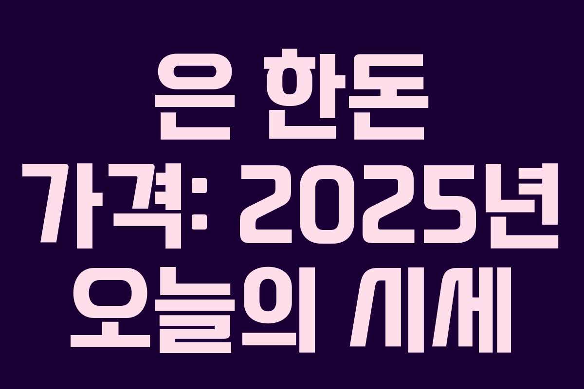 은 한돈 가격: 2025년 오늘의 시세