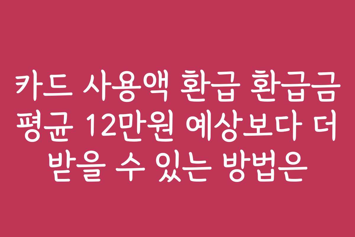 카드 사용액 환급 환급금 평균 12만원 예상보다 더 받을 수 있는 방법은