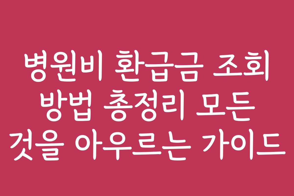 병원비 환급금 조회 방법 총정리 모든 것을 아우르는 가이드