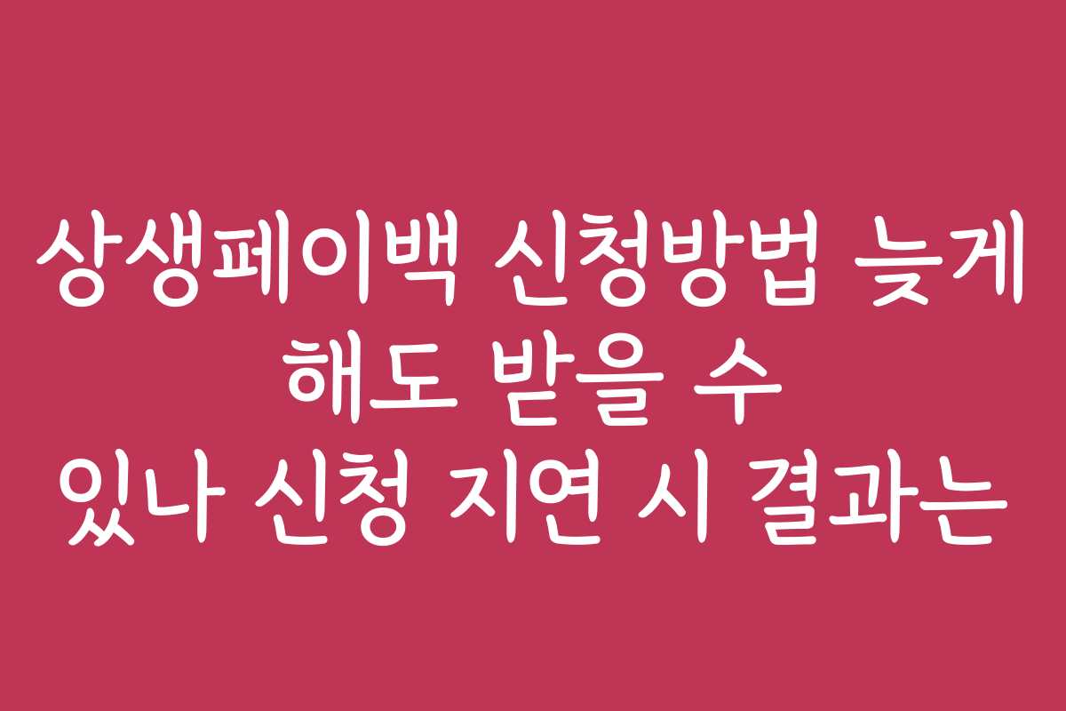 상생페이백 신청방법 늦게 해도 받을 수 있나 신청 지연 시 결과는