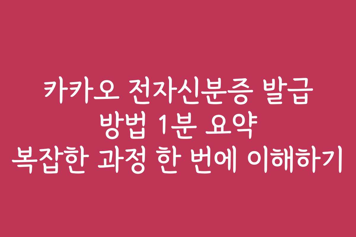 카카오 전자신분증 발급 방법 1분 요약 복잡한 과정 한 번에 이해하기