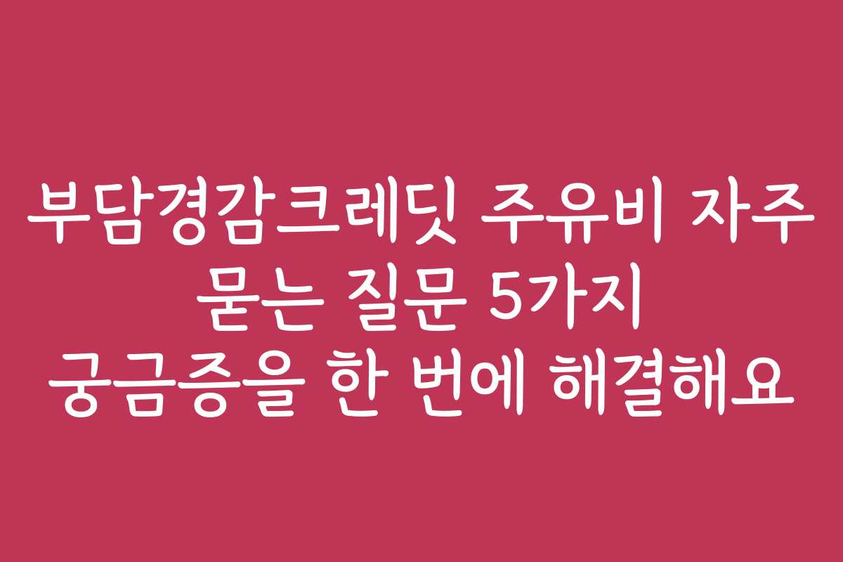 부담경감크레딧 주유비 자주 묻는 질문 5가지 궁금증을 한 번에 해결해요
