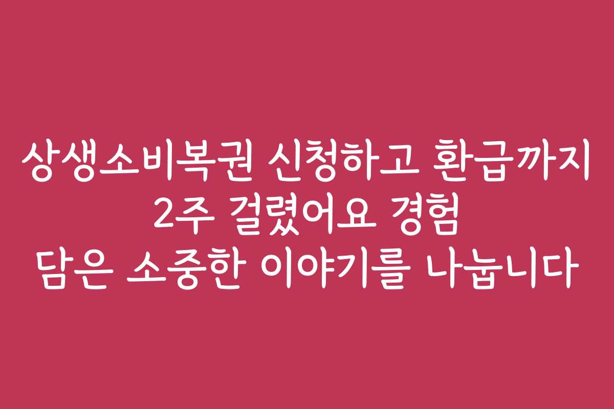 상생소비복권 신청하고 환급까지 2주 걸렸어요 경험 담은 소중한 이야기를 나눕니다