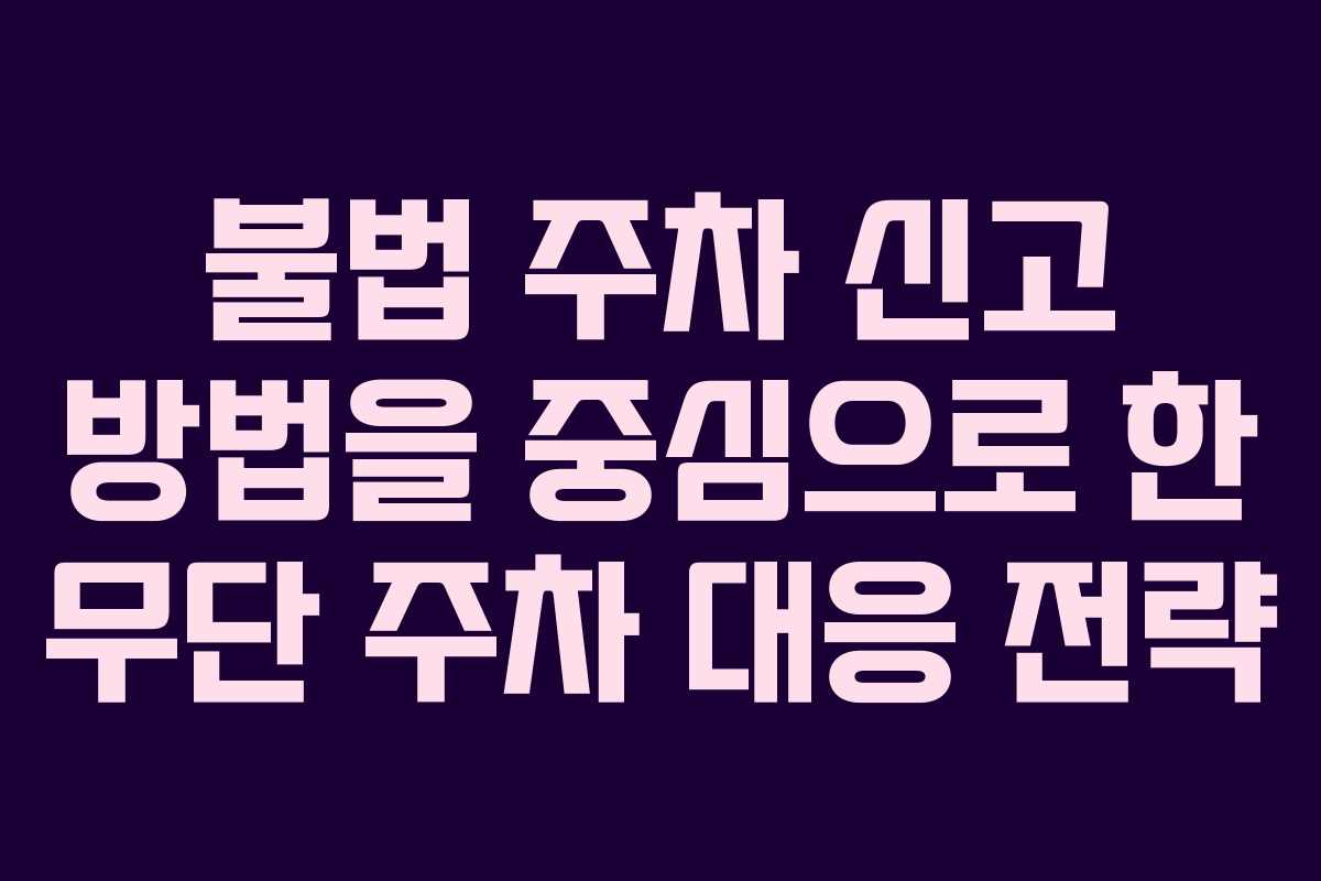 불법 주차 신고 방법을 중심으로 한 무단 주차 대응 전략