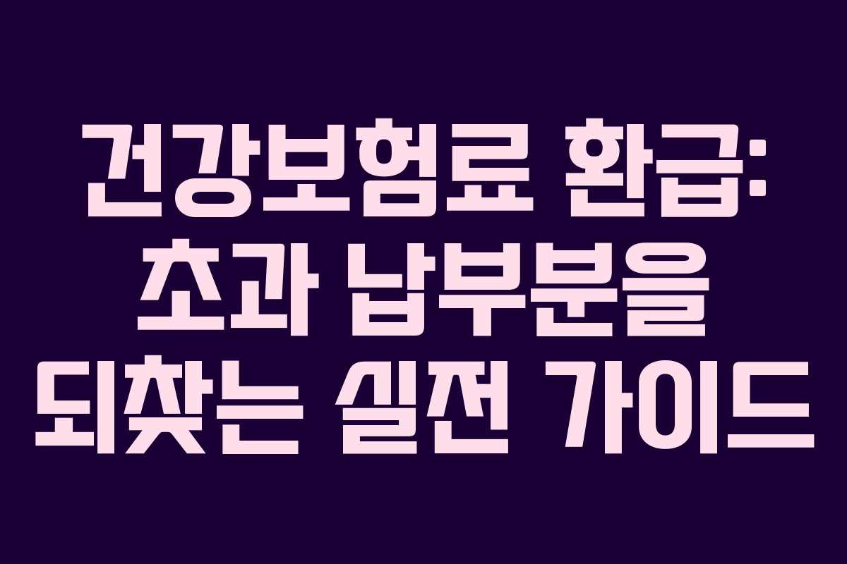 건강보험료 환급: 초과 납부분을 되찾는 실전 가이드