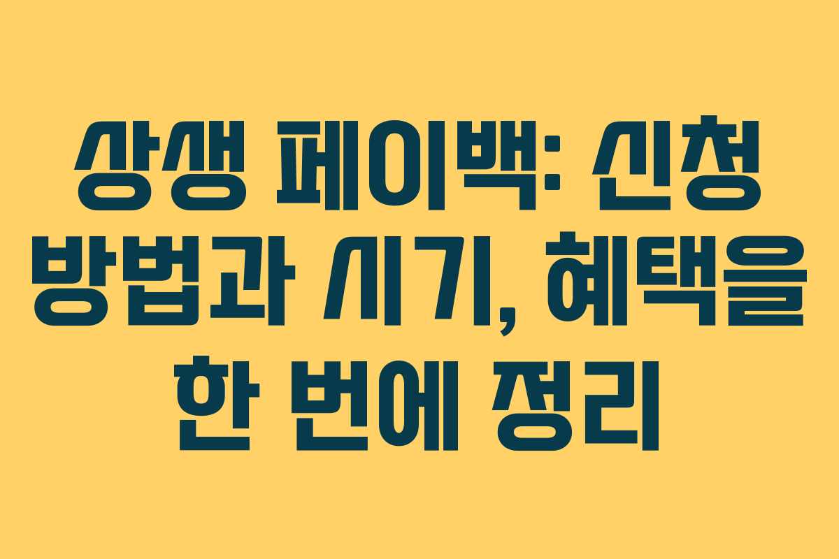 상생 페이백: 신청 방법과 시기, 혜택을 한 번에 정리