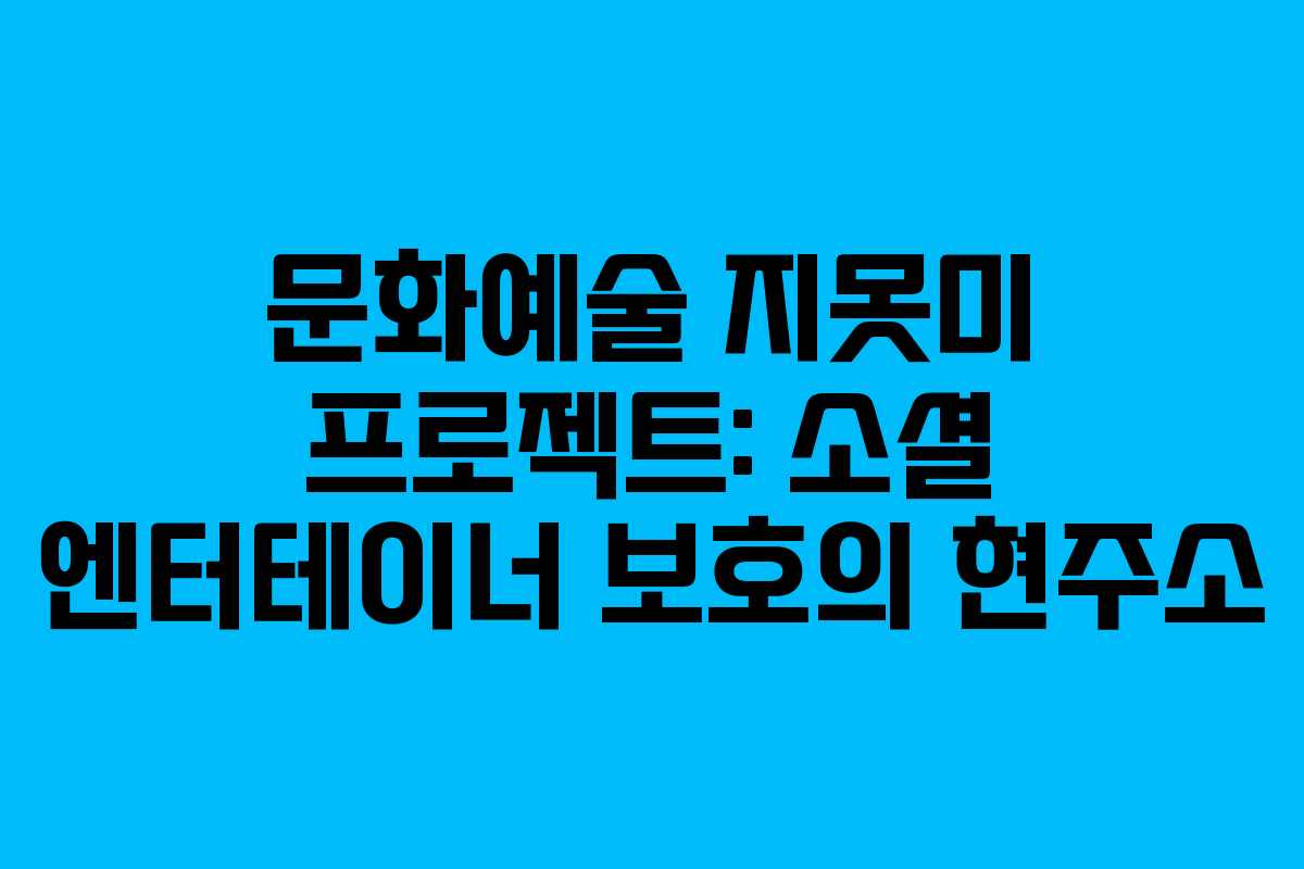 문화예술 지못미 프로젝트: 소셜 엔터테이너 보호의 현주소