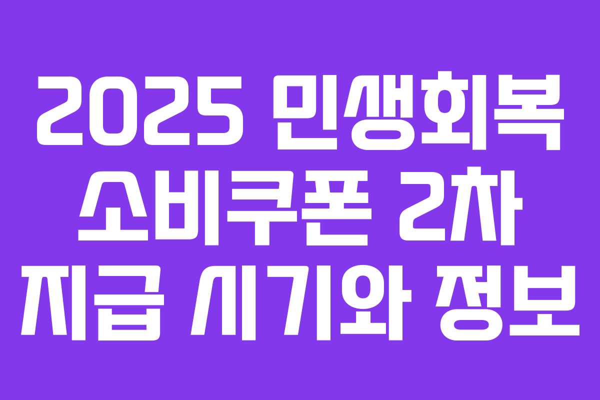 2025 민생회복 소비쿠폰 2차 지급 시기와 정보