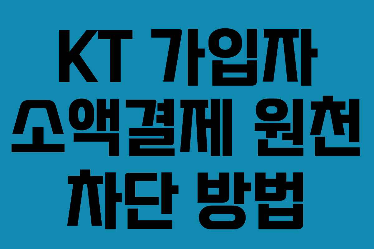 KT 가입자 소액결제 원천 차단 방법