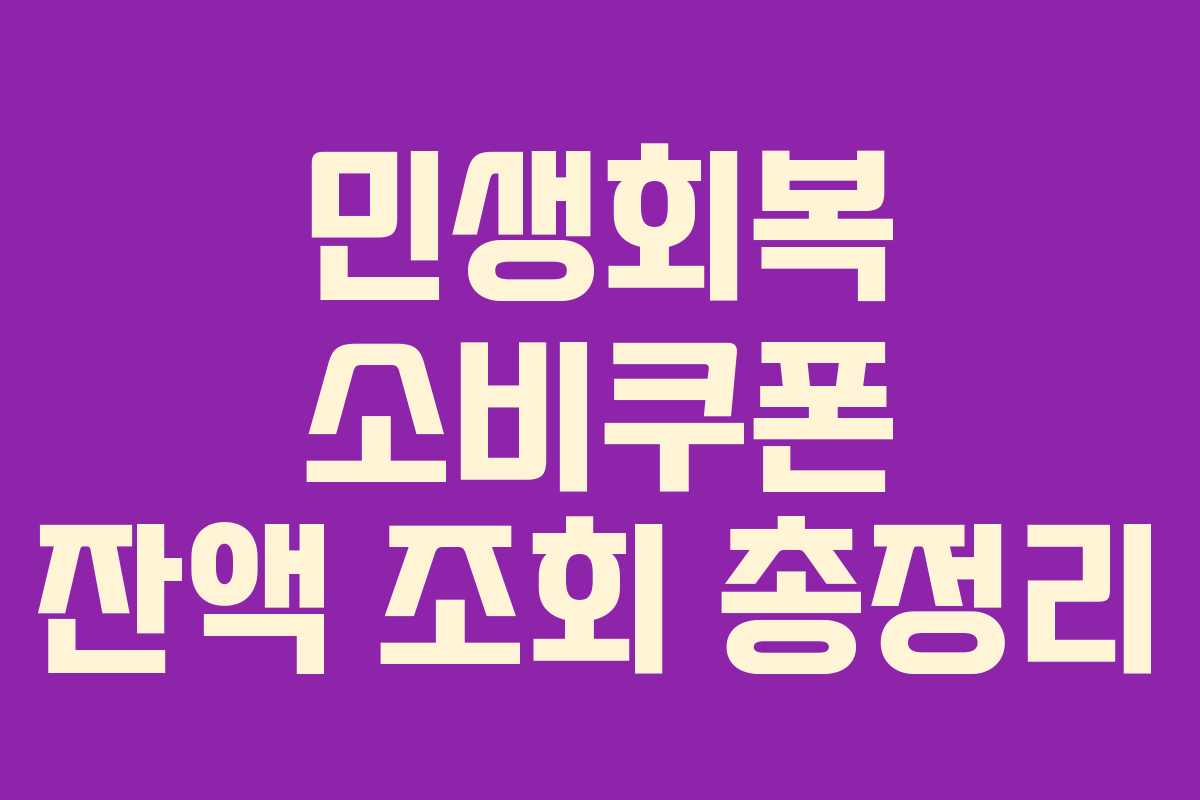 민생회복 소비쿠폰 잔액 조회 총정리