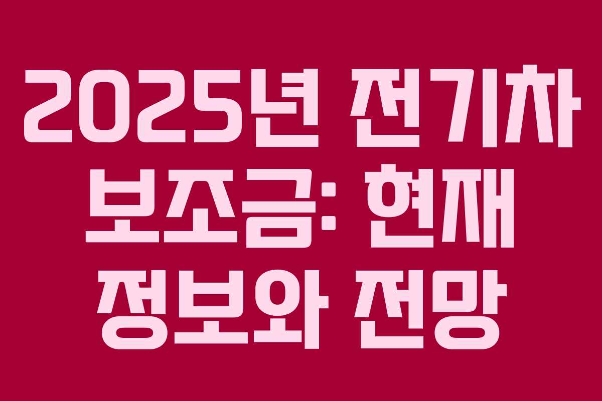 2025년 전기차 보조금: 현재 정보와 전망