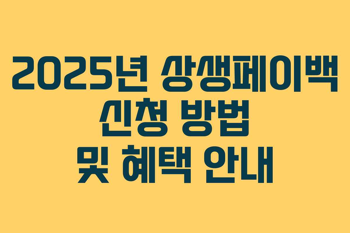 2025년 상생페이백 신청 방법 및 혜택 안내 2025년 상생페이백 신청 방법 및 혜택 안내