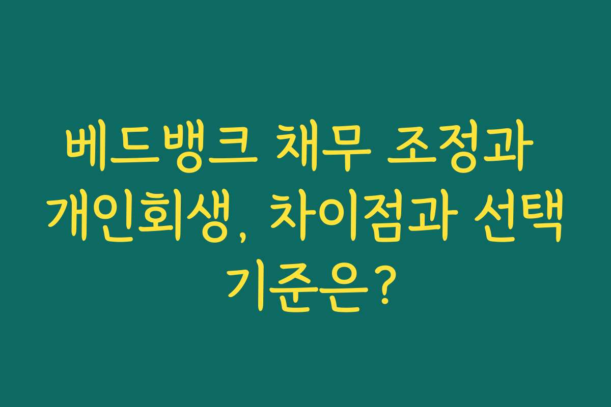 베드뱅크 채무 조정과 개인회생, 차이점과 선택 기준은?