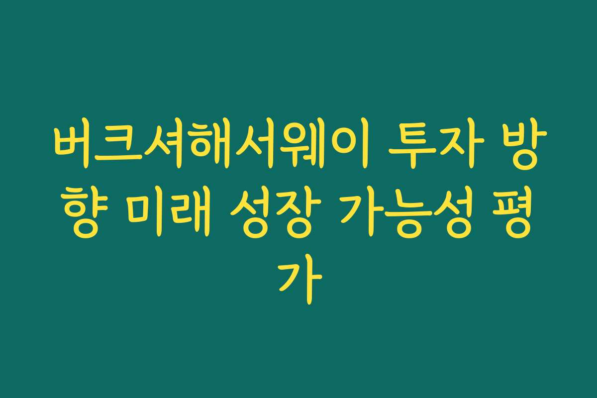 버크셔해서웨이 투자 방향 미래 성장 가능성 평가