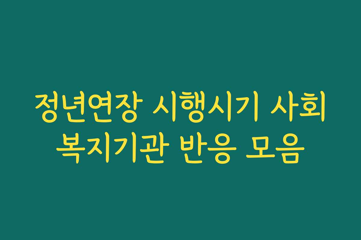 정년연장 시행시기 사회복지기관 반응 모음 정년연장 시행시기 사회복지기관 반응 모음