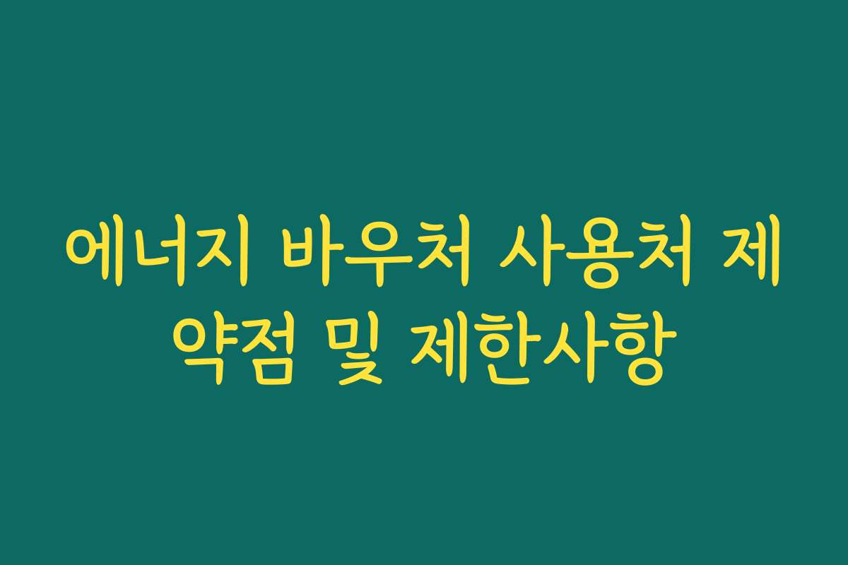 에너지 바우처 사용처 제약점 및 제한사항 에너지 바우처 사용처 제약점 및 제한사항