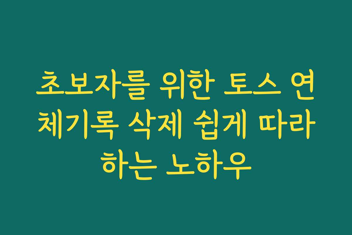 초보자를 위한 토스 연체기록 삭제 쉽게 따라하는 노하우 초보자를 위한 토스 연체기록 삭제 쉽게 따라하는 노하우
